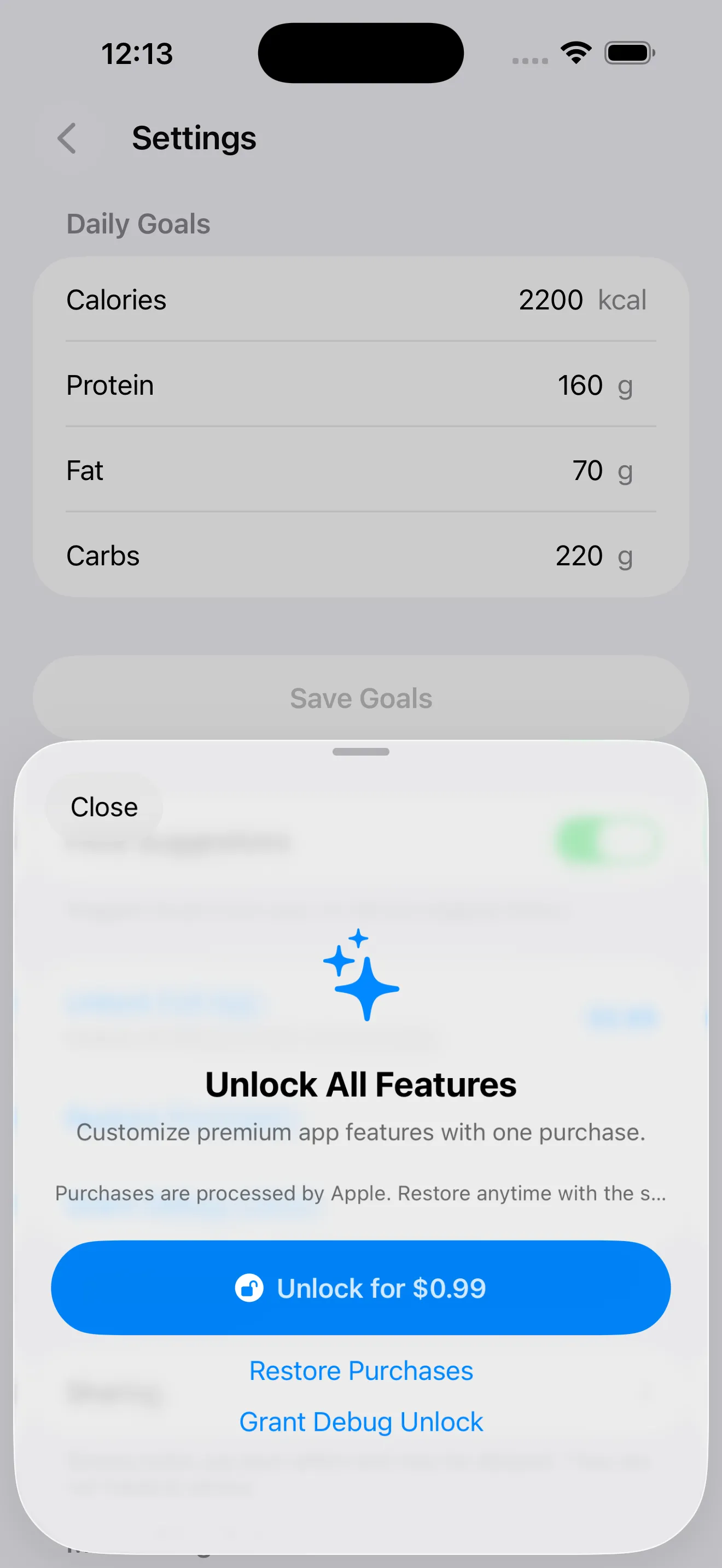 MACROS Full Unlock purchase screen